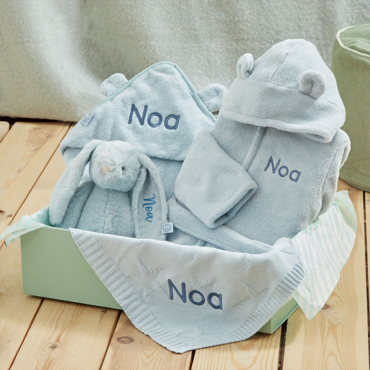 Personalized Blue Bedtime Essentials Gift Set