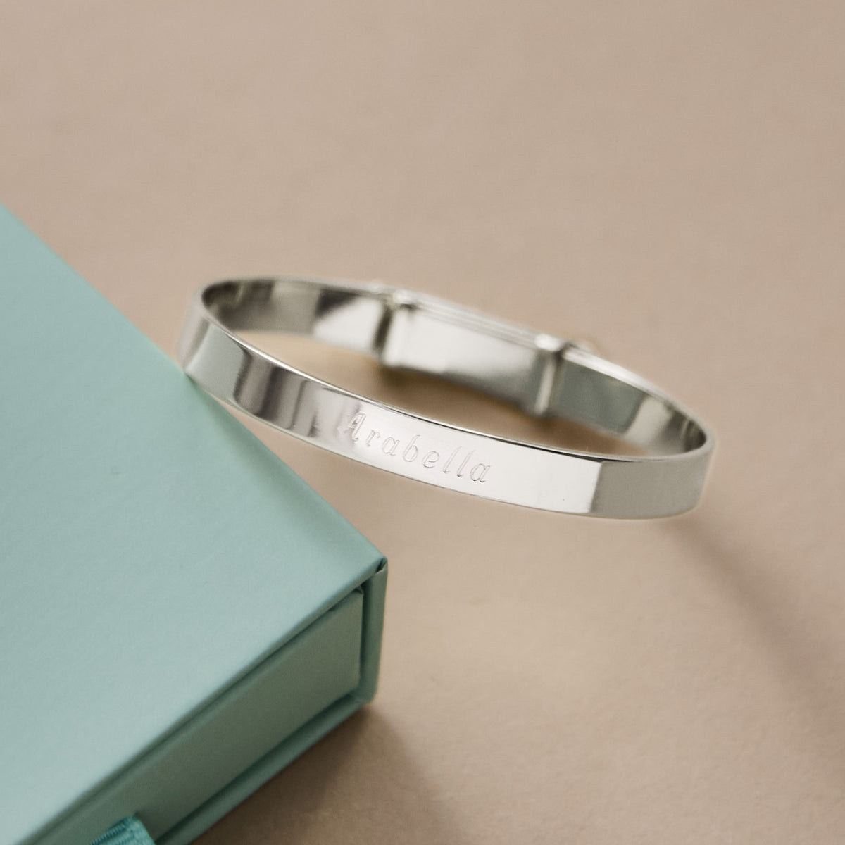 Personalised Platinum Plated Silver Baby Keepsake Bangle
