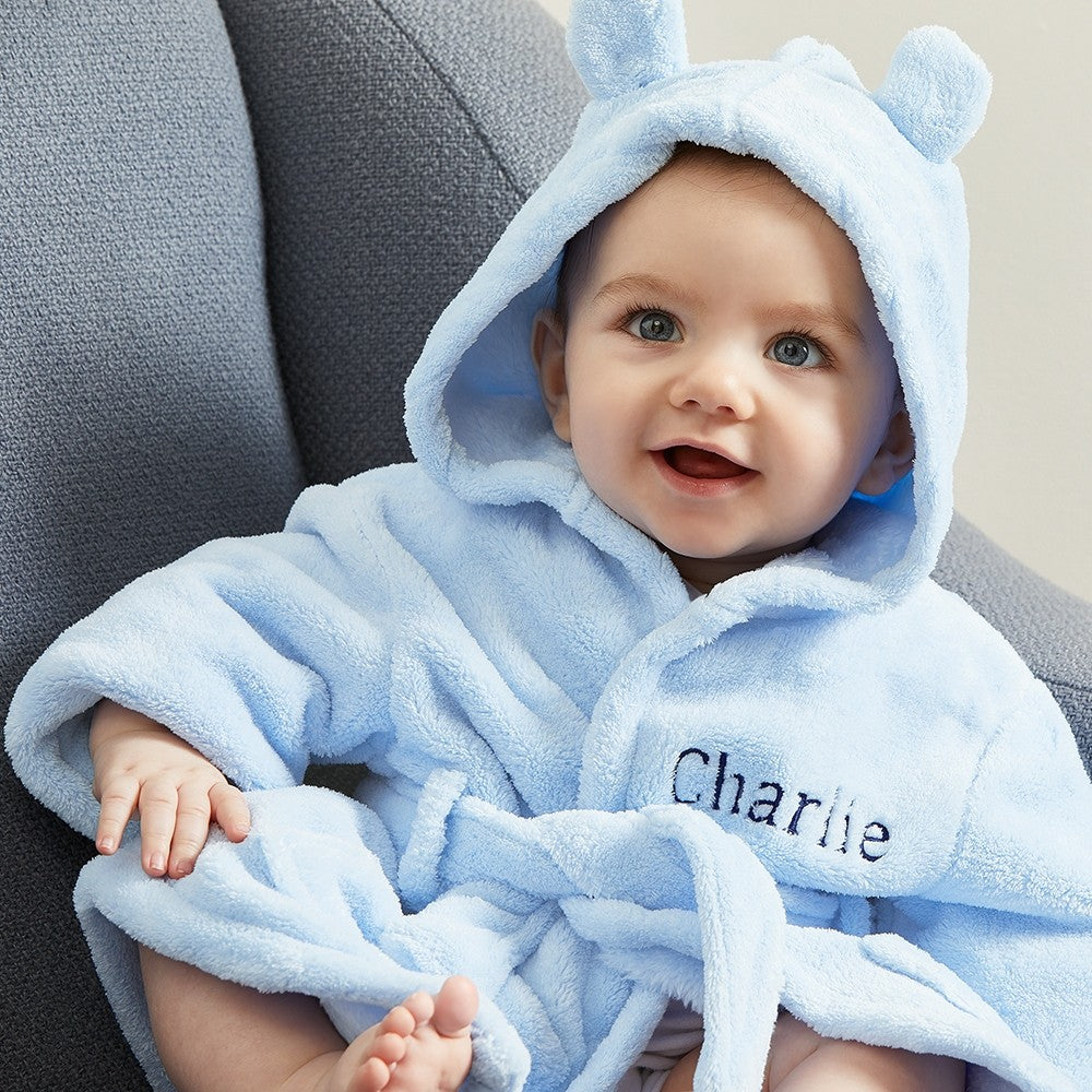 Blue Fleece Hooded Robe 4-5 Years