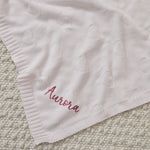 Personalized Pale Pink Heart Jacquard Baby Blanket