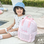 Personalised Pink Gingham Kids Backpack