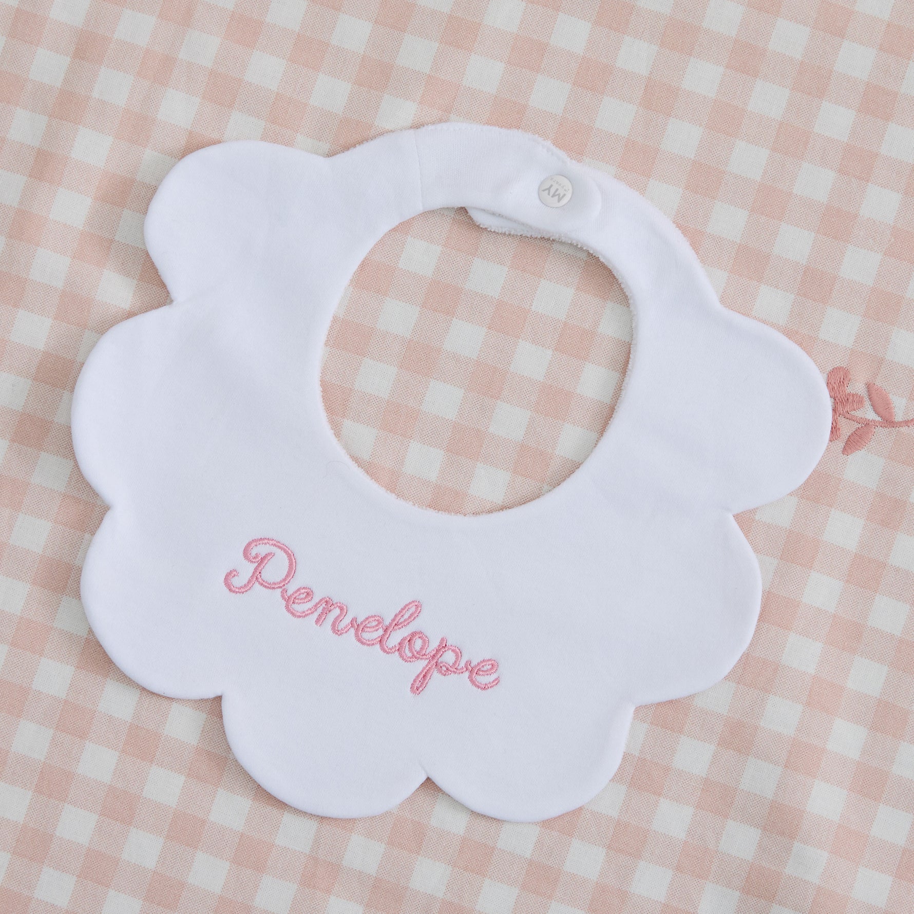 Personalised Name Organic Cotton Scalloped Bib