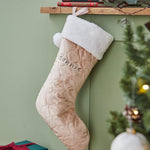 Personalised Name Small Oatmeal Velvet Gift Stocking