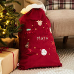 Personalised Red Embroidered Christmas Sack