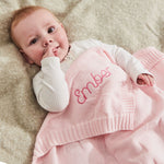 Personalized Pink Star Jacquard Baby Blanket