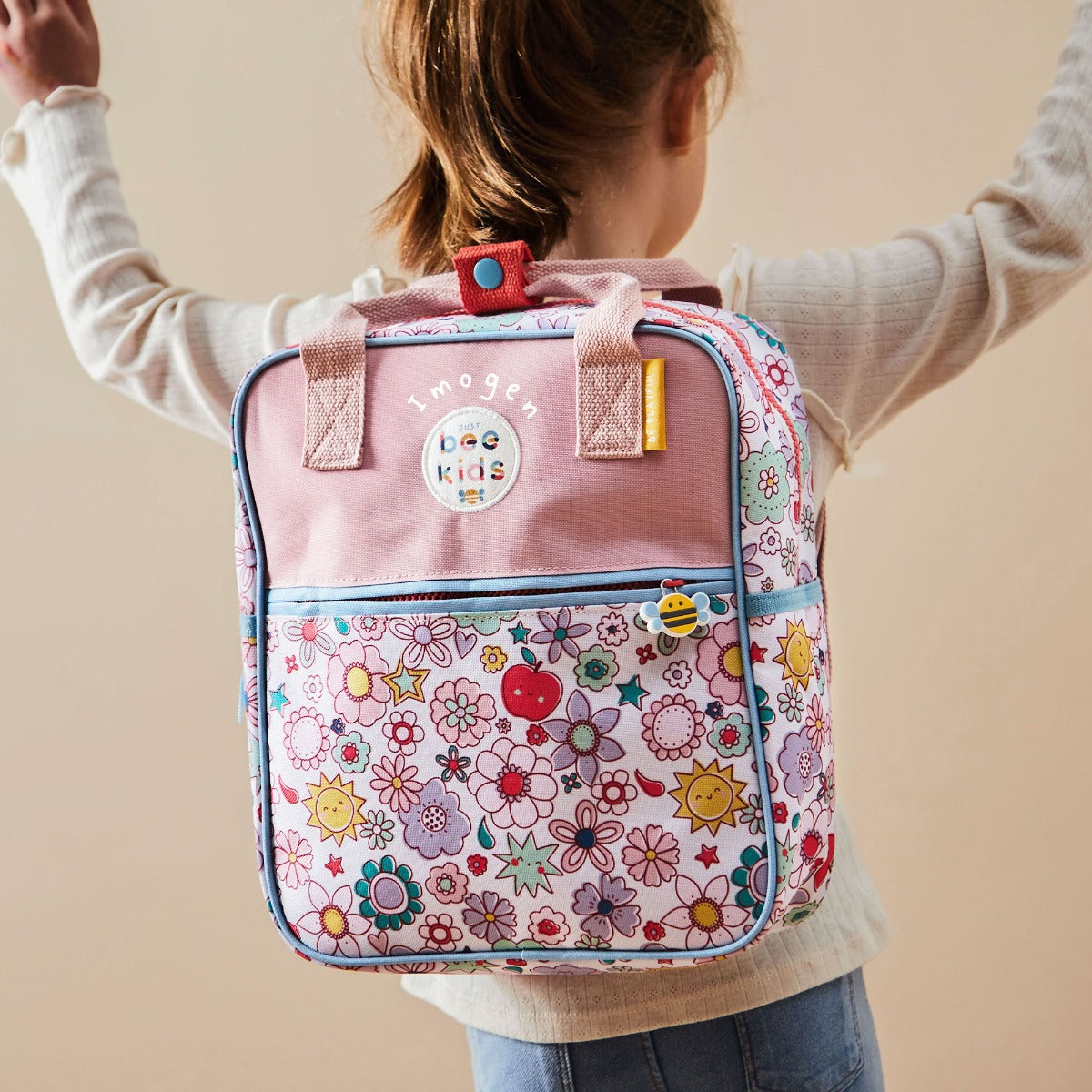 Personalised Just Bee Kids Retro Floral Backpack