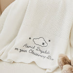 Personalized Christening Ivory Cotton Baby Shawl