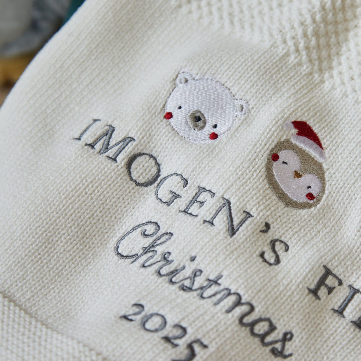 Personalized 1st Christmas Ivory Shawl