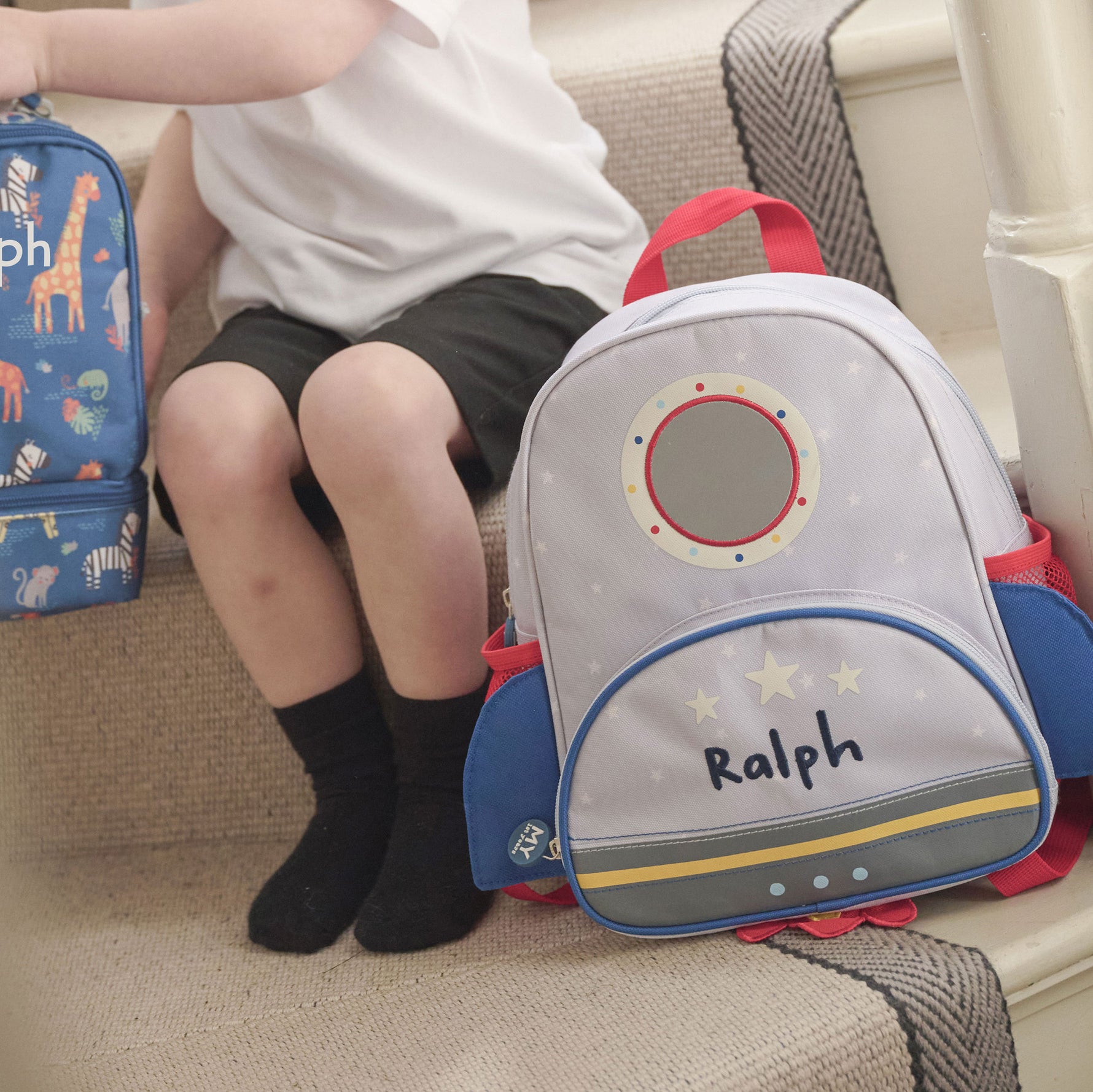 Personalised Grey Rocket Mini Backpack