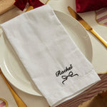 Personalised Embroidered Bow Cotton White Napkin