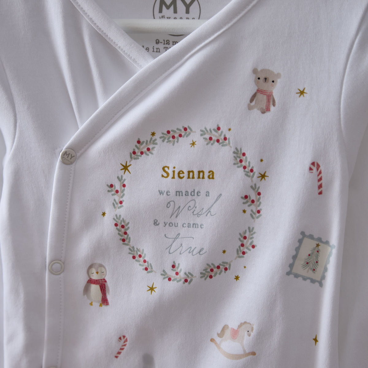 Personalised Most Special Christmas Present Wrap Sleepsuit and Hat