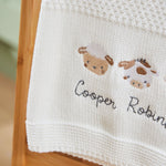 Personalized Fun On The Farm Ivory Knitted Shawl