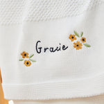Personalized Yellow Flower Ivory Shawl