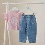 Personalised You're So Beautiful Pink Frill Tee and Jeans Gift Set
