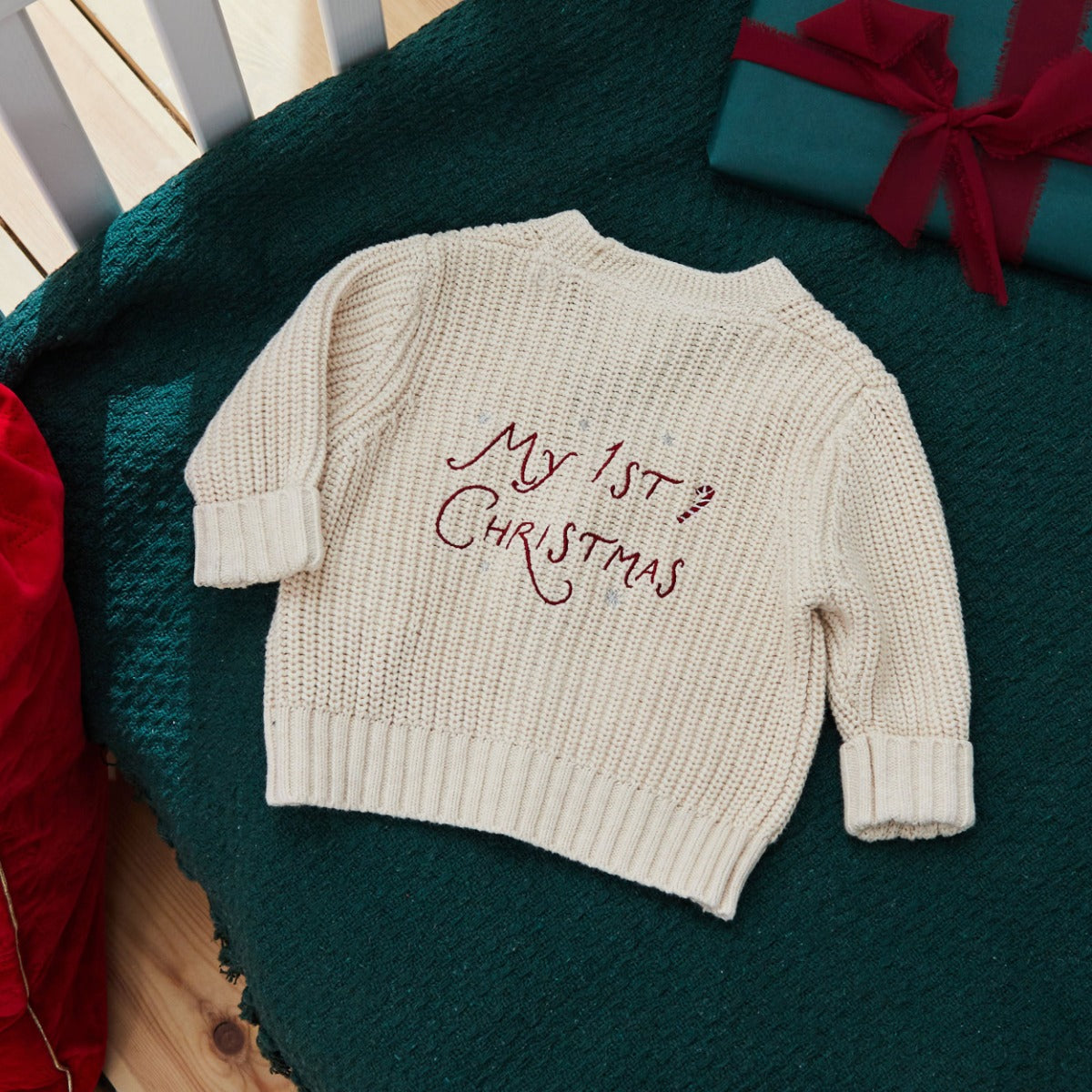 Personalised My 1st Christmas Oatmeal Cardigan