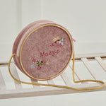 Personalised Floral Round Velvet Bag