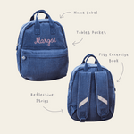 Personalised Pink Chain Stitch Denim Backpack 