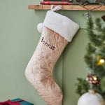 Personalised Name Small Oatmeal Velvet Gift Stocking