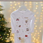 Personalised Christmas Embroidered Sleepsuit