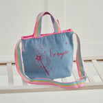 Personalised Pink Glitter Denim Handbag