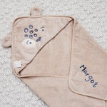 Personalized Oatmeal Leopard Small Hooded Towel