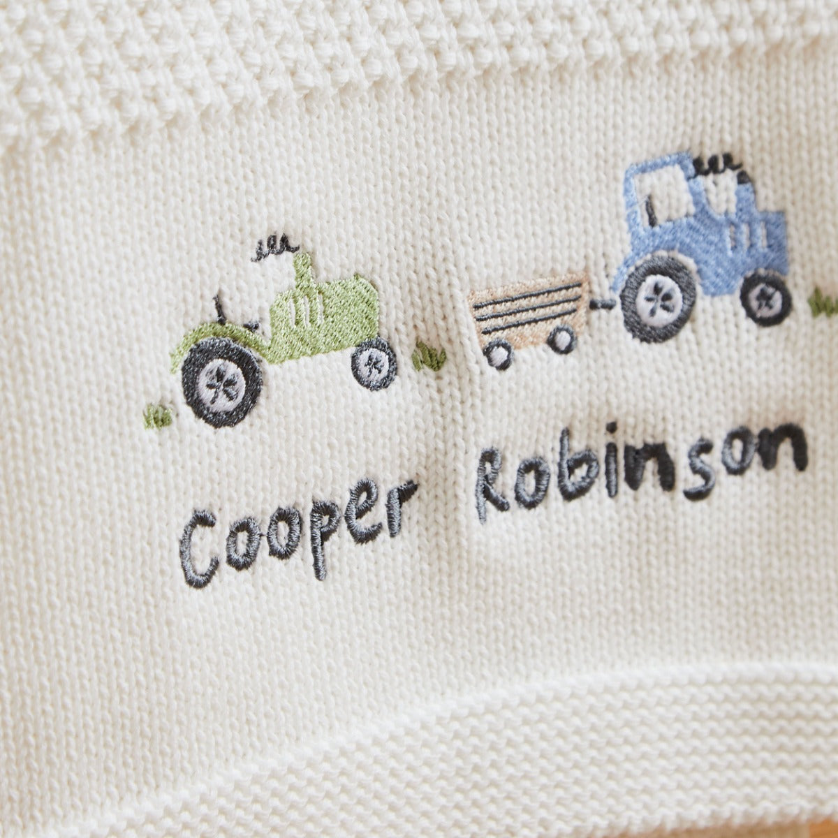 Personalized Tractor Ivory Knitted Shawl