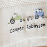 Personalized Tractor Ivory Knitted Shawl