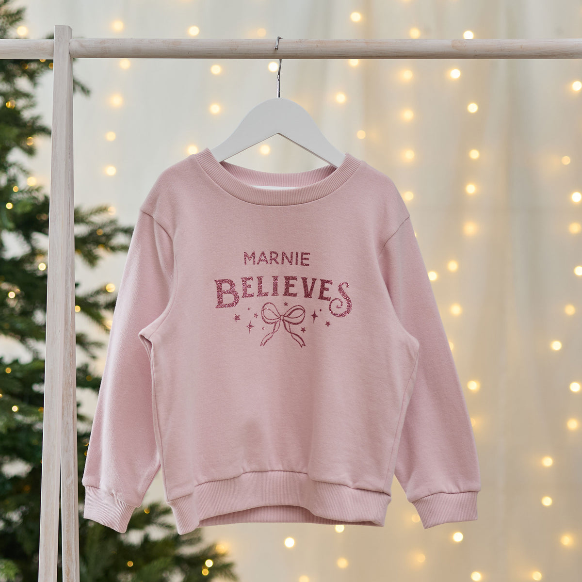 Personalised Believes Christmas Pink Sweatshirt