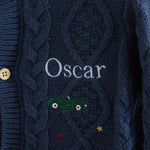 Personalised Transport Navy Cardigan