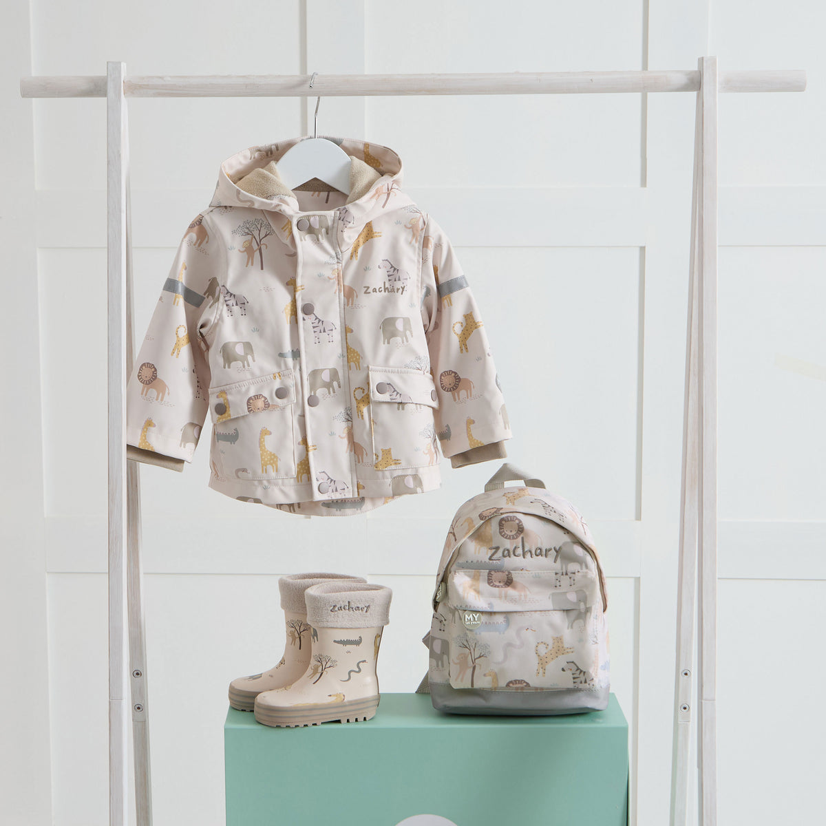 Personalised Neutral Safari Splash and Explore Gift Set