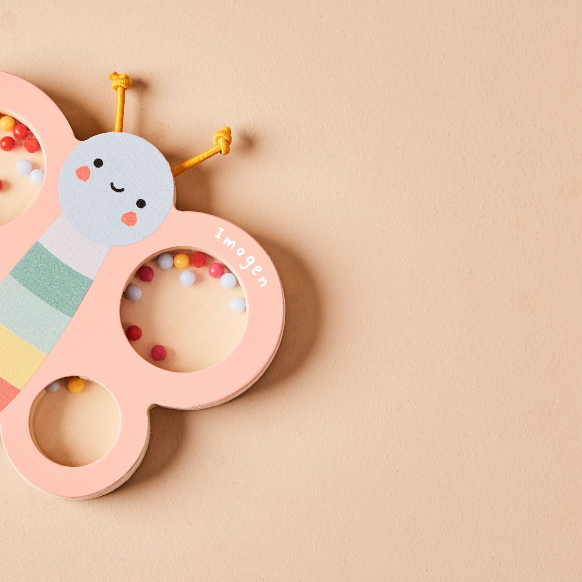 Personalised Just Bee Kids Wooden Butterfly Rattle FSC®