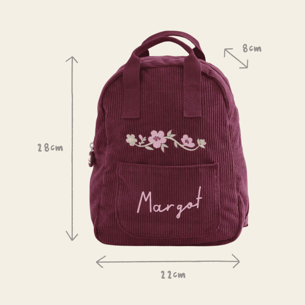 Personalised Floral Wreath Berry Cord Mini Backpack