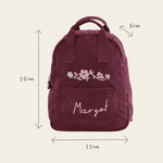 Personalised Floral Wreath Berry Cord Mini Backpack