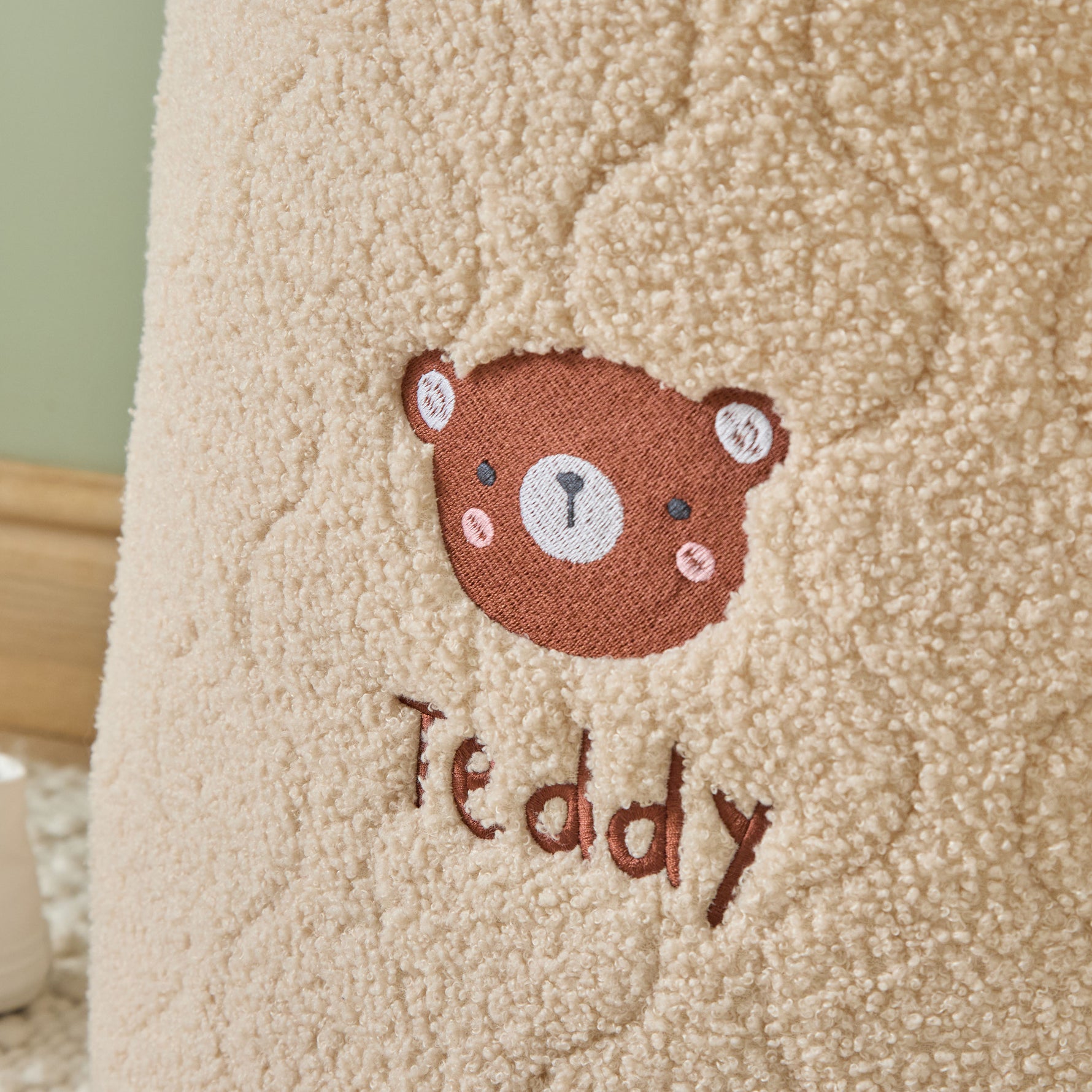 Personalised Teddy Face Caramel Borg Storage Bag