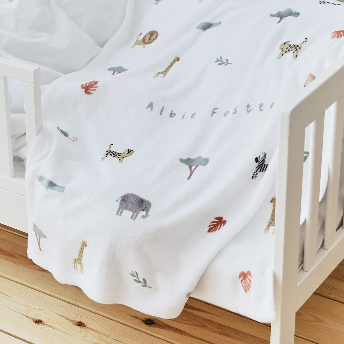 Personalized Safari Animal Print Fleece Blanket