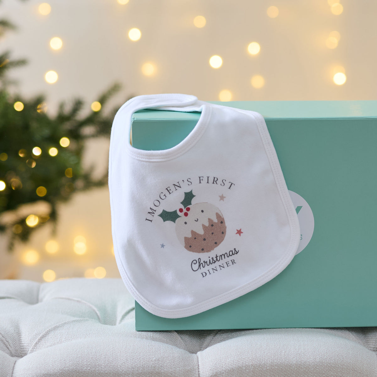 Personalised First Christmas Pudding Bib