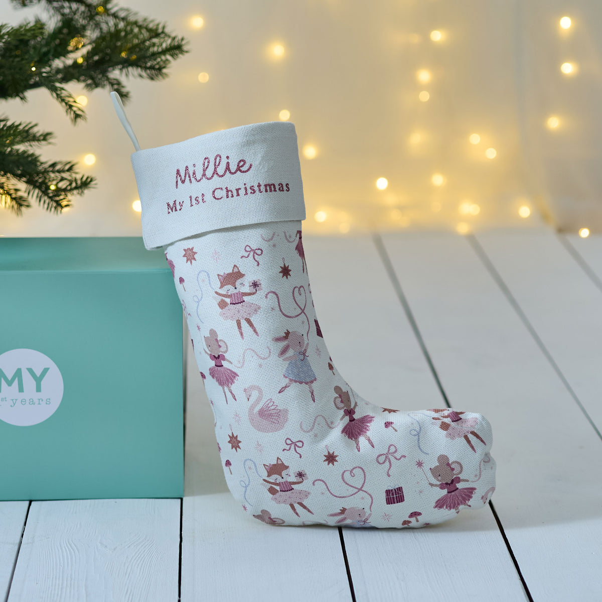 Personalised Small Pink Mouse Ballerina My 1st Christmas Stocking