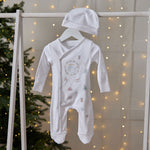 Personalised Most Special Christmas Present Wrap Sleepsuit and Hat