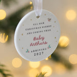 Personalised Christmas Wishes Are Coming True Round Ceramic Decoration