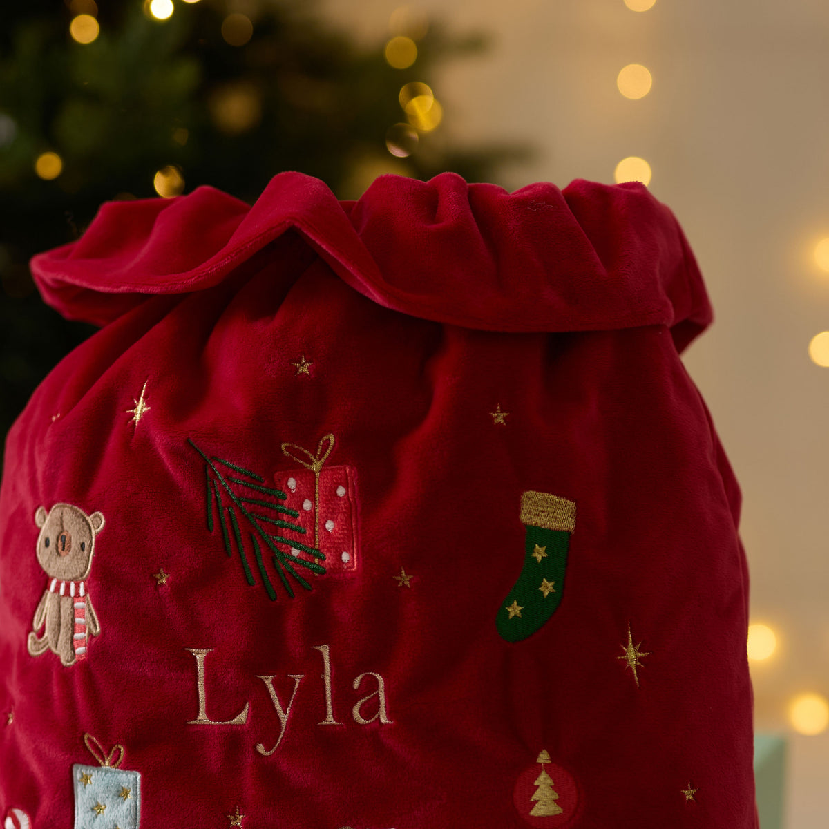 Personalised Embroidery Detailed Christmas Sack