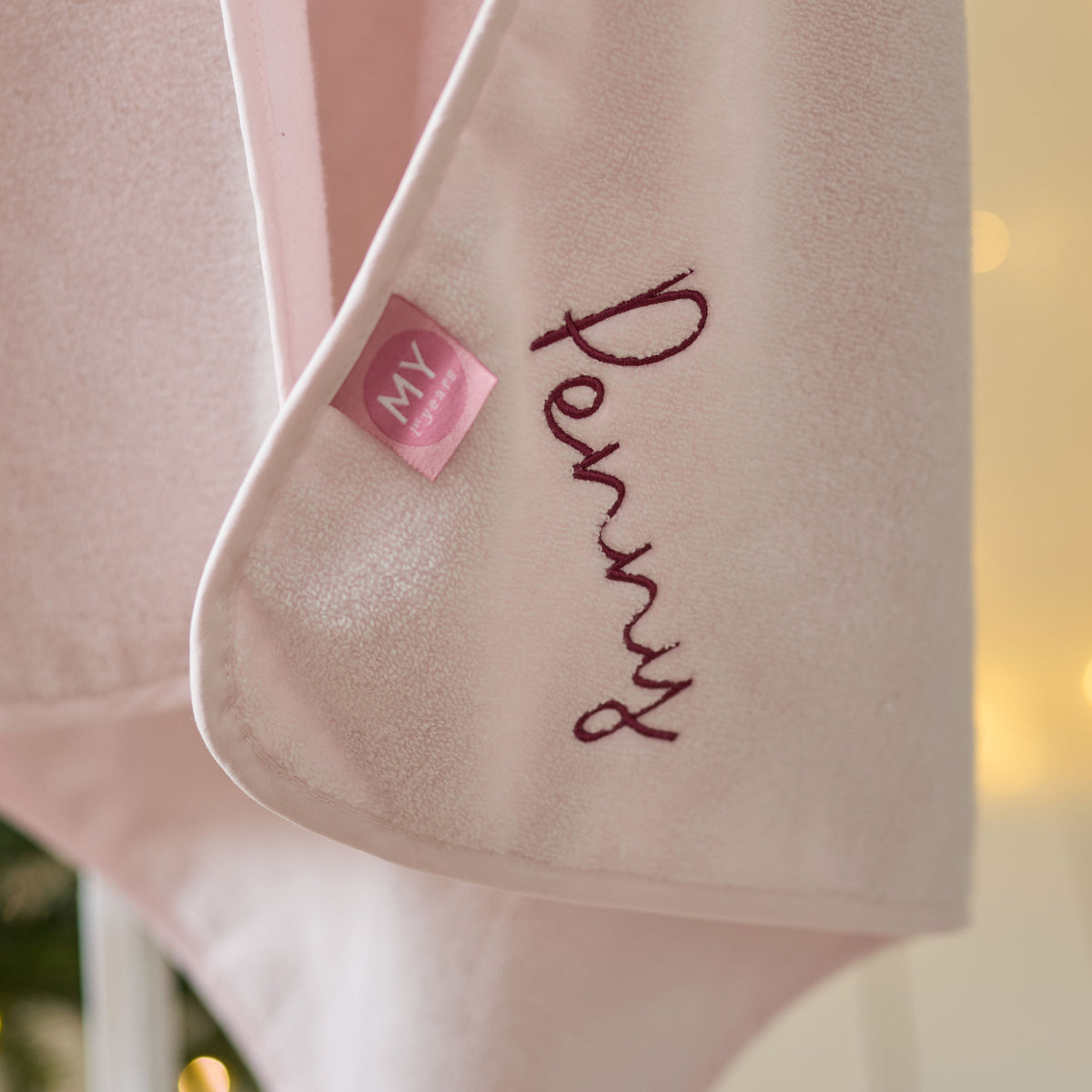 Personalised Pink Penguin Curved Hooded Towel
