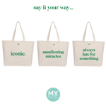Personalised Green Cotton Canvas Slogan Tote Bag