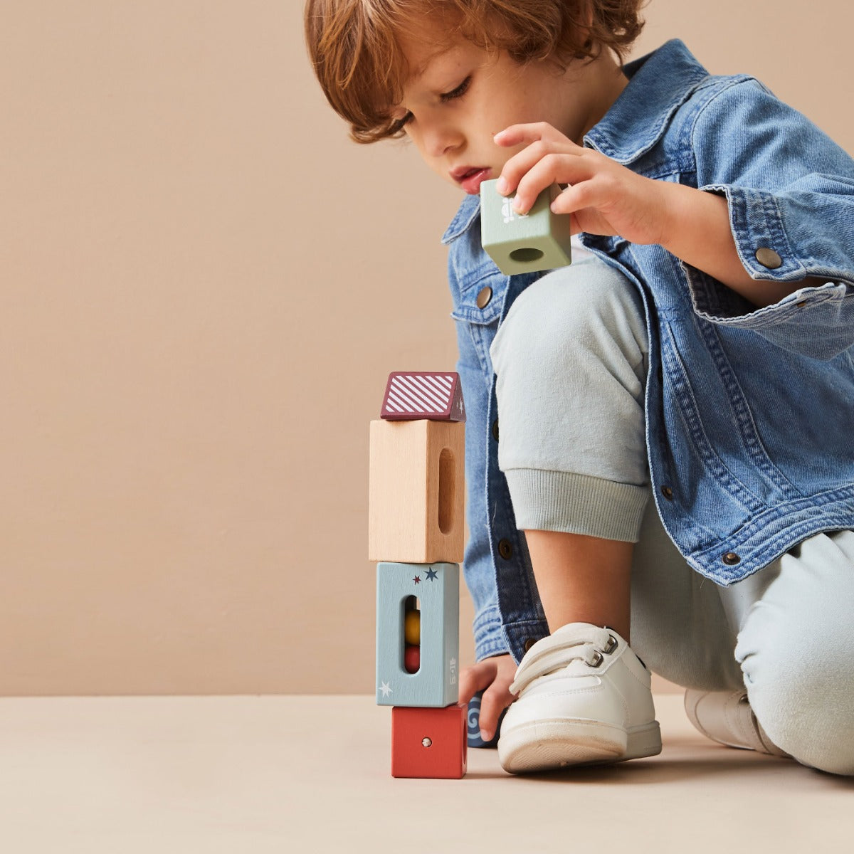 Personalised Just Bee Kids Wooden Sensory Blocks With Bag FSC®