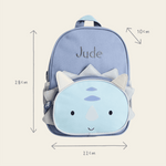 Personalised Blue Dinosaur Face Mini Backpack