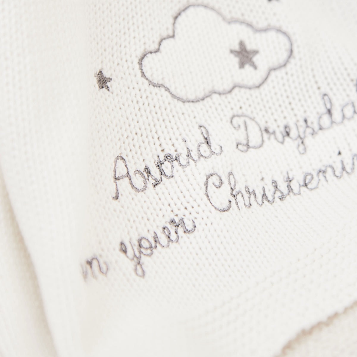 Personalized Christening Ivory Cotton Baby Shawl