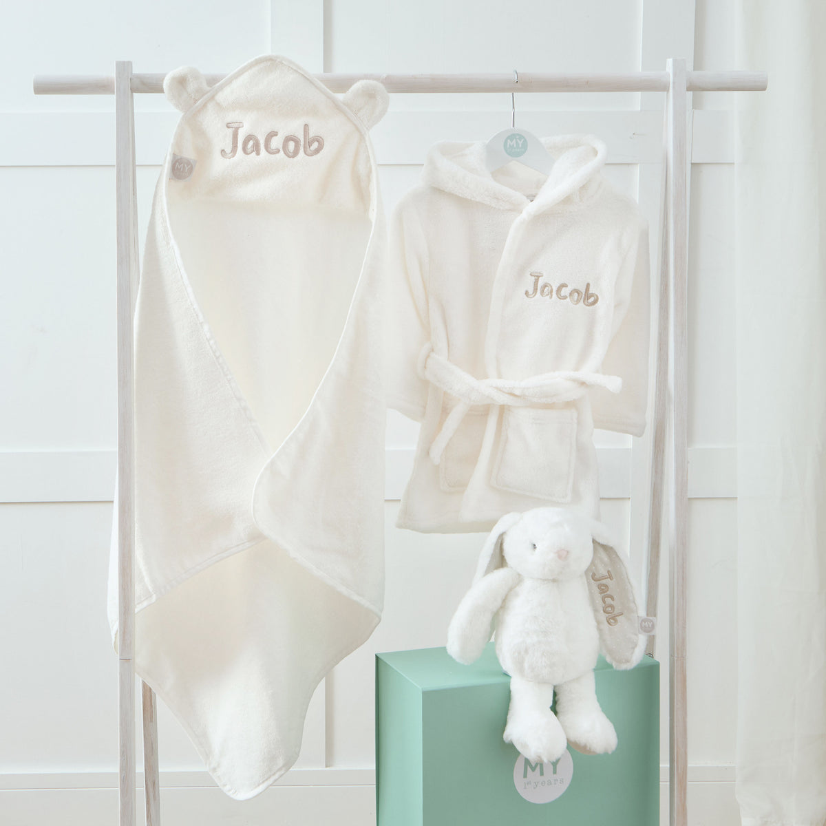 Personalised Ivory Splash, Snuggle & Cuddle Gift Set 
