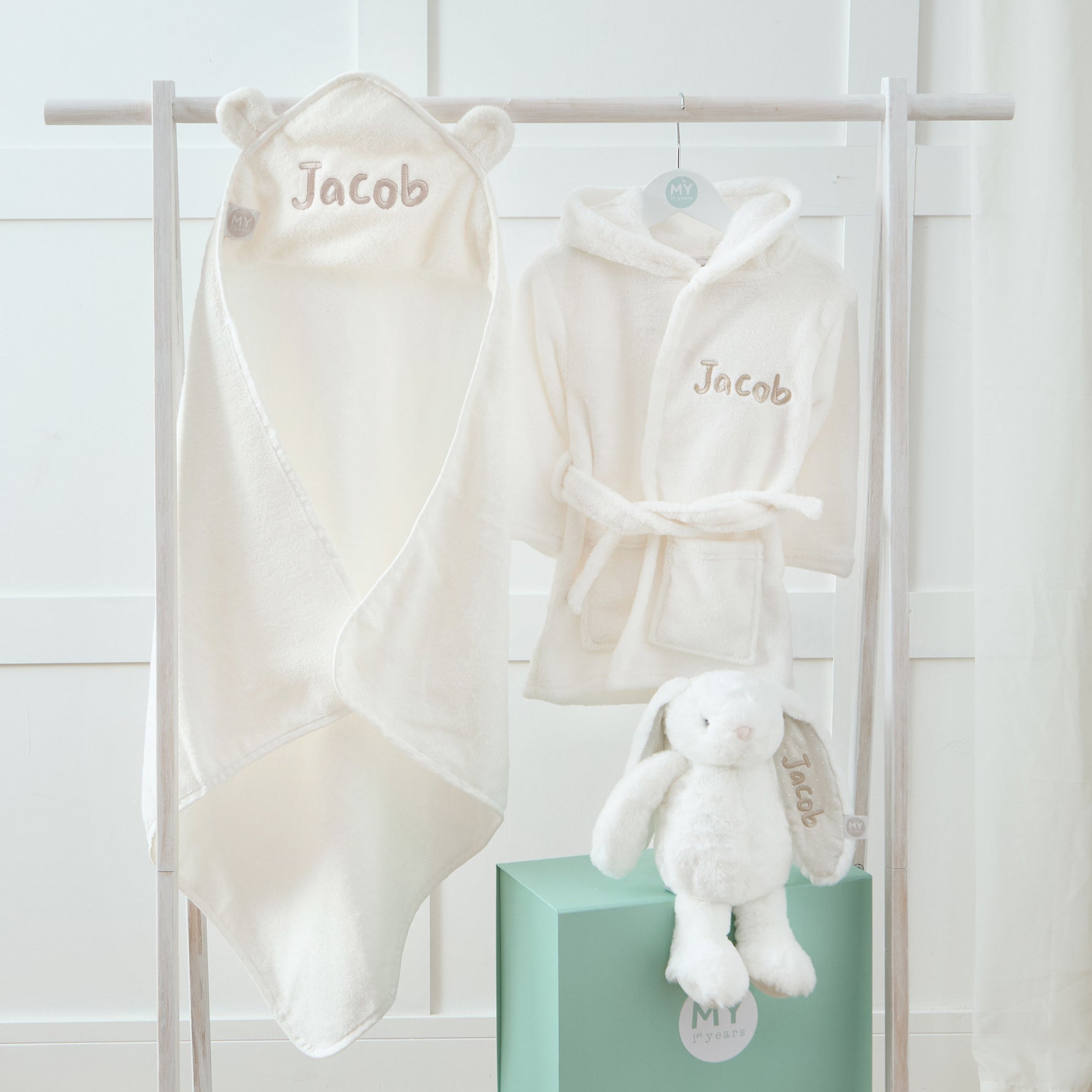 Personalised Ivory Splash, Snuggle & Cuddle Gift Set 