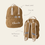 Personalised 3 Bear Faces Mini Caramel Cord Backpack
