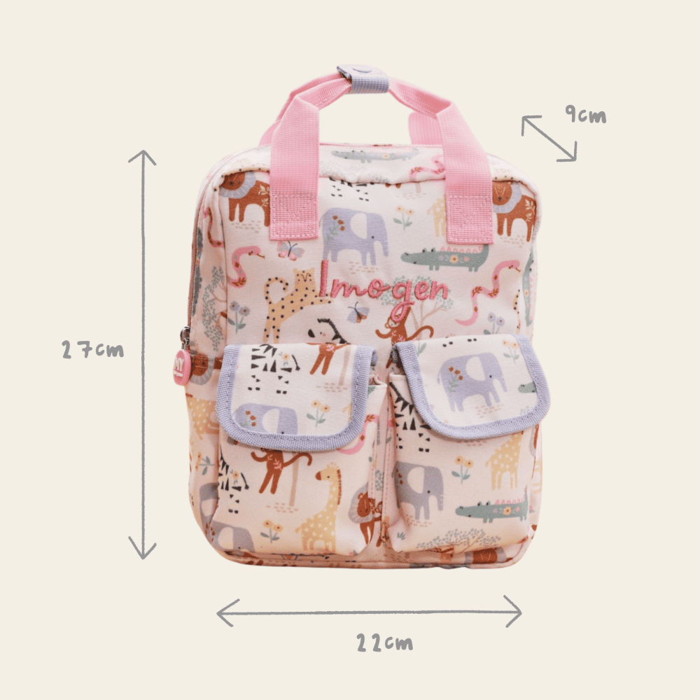 Personalised Pink Floral Safari Grab Handle Mini Backpack 