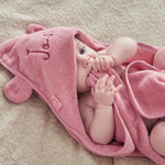 Personalised Raspberry Ripple Small Hooded Towel With Ears